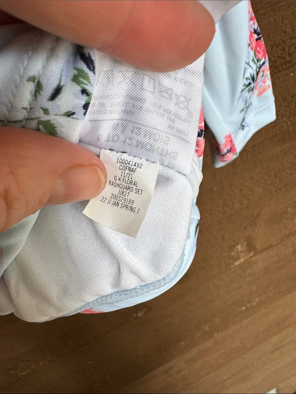 Janie and Jack Light Blue Long Sleeve Floral Rashguard with Pink Flowers 6-12M